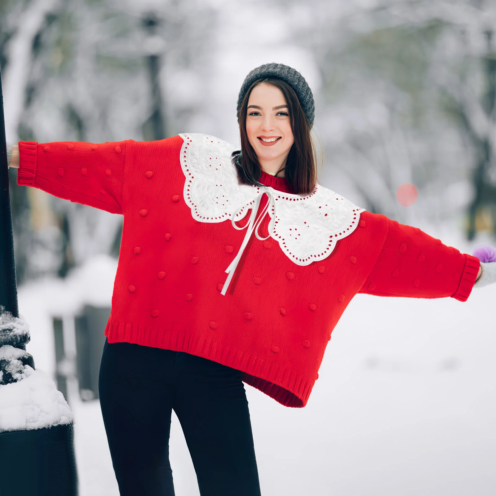 

Cotton Lace Embroidered Fake Collar Detachable False Collar for Women Shirt Blouse Party School Trip Costume Accessories