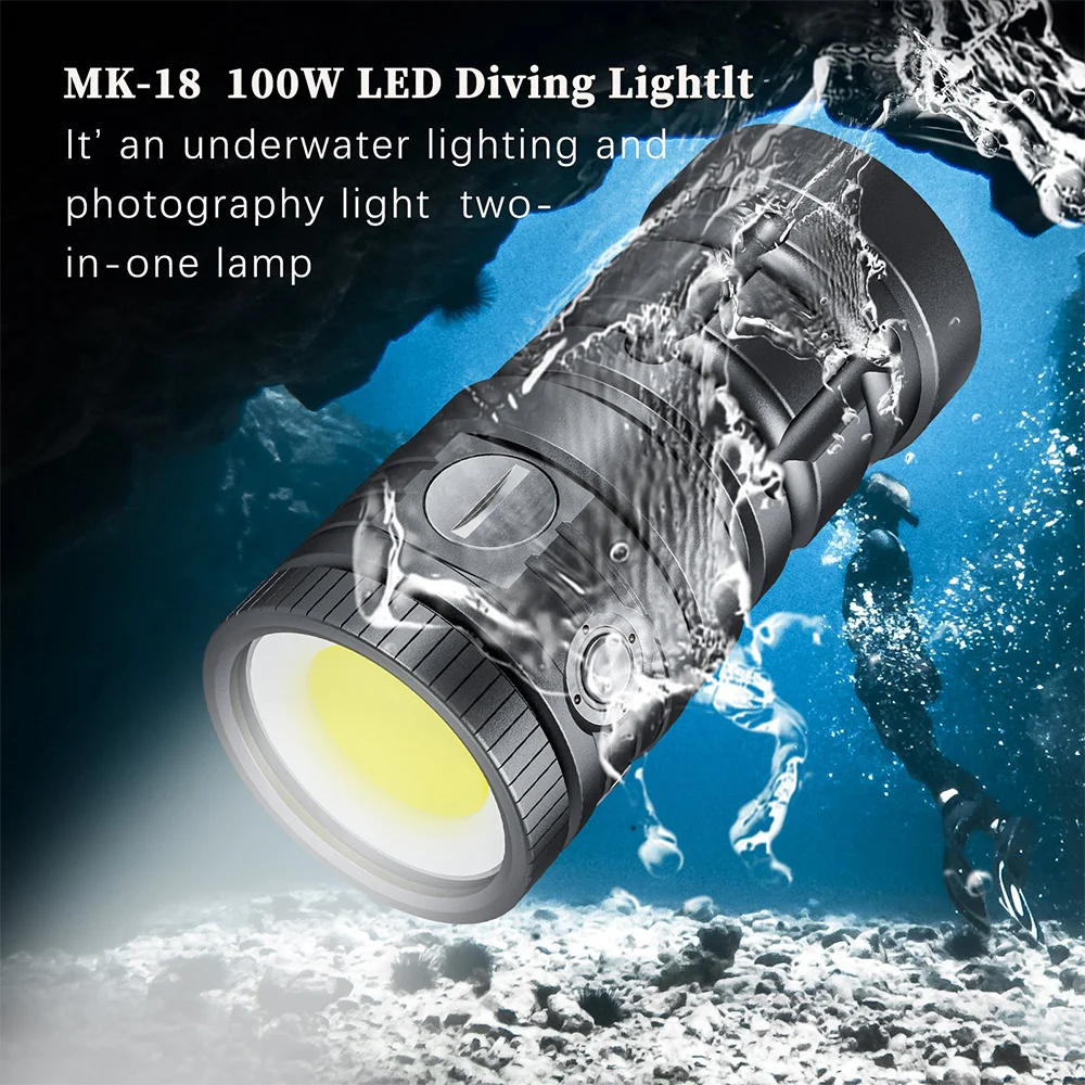 Seafrogs 100meter LED Diving Torch 11000lumens With 21700 Battery Photography Video Fill Light