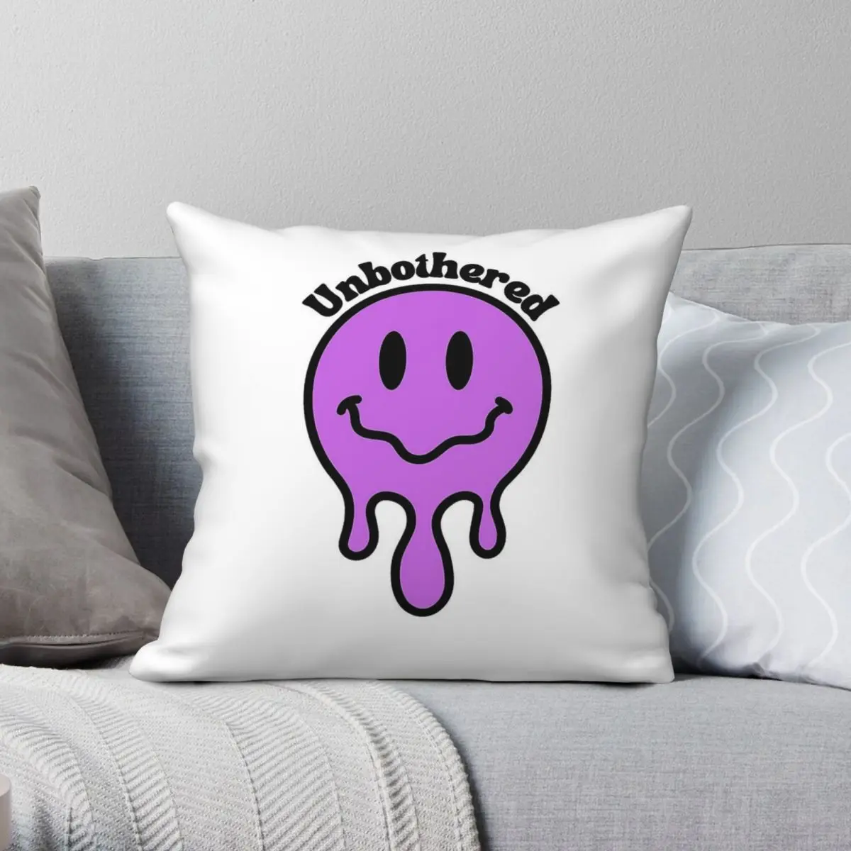 Unbothered Purple Pillowcase Polyester Linen Velvet Pattern Zip Decor Throw Pillow Case Bed Cushion Cover