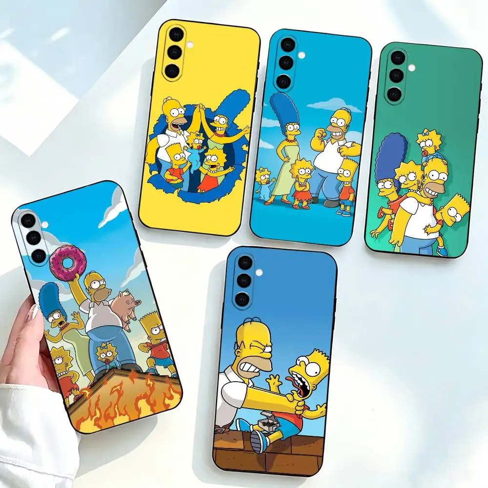 The-e Simpsons-s Phone Case For Samsung Galaxy A73,A72,A71,A70,A53,A52,A51,Soft Silicone Black Cover