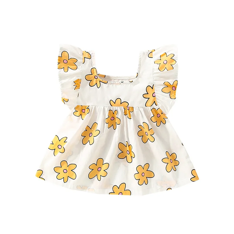 

Children's Flared Skirt T-Shirt, New Summer Style for Young Children, Stylish Printed Top for Little Girls