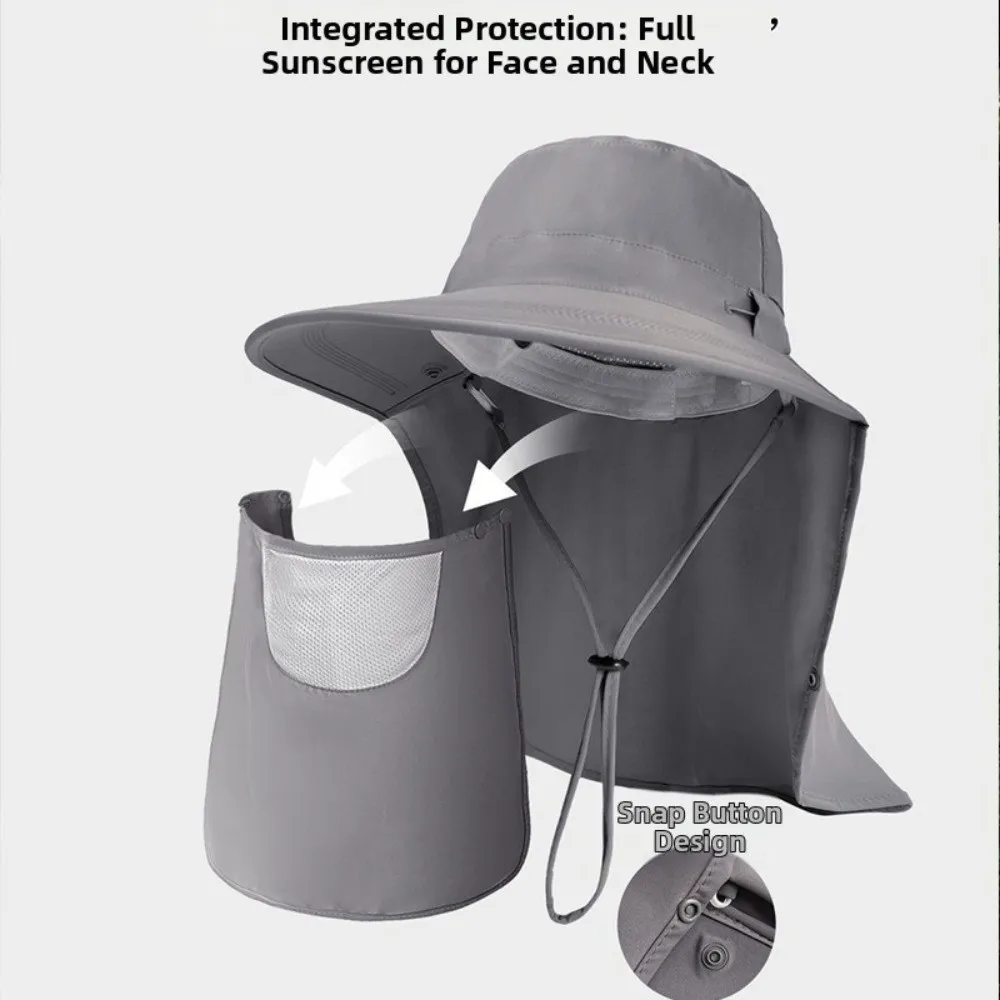 

Durable Caps Mask Set Sunscreen Sun Hat Wide Brim Neck Flap Bucket Hat Visor Adjustable Rope Fisherman Hat Camping