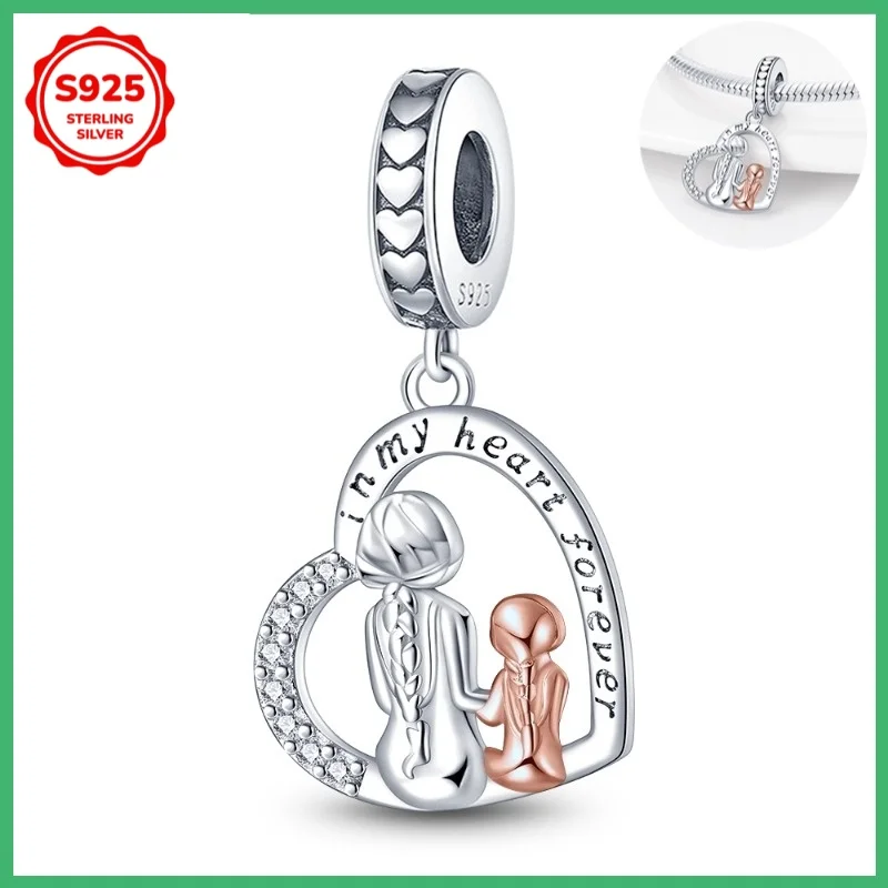 

Подвеска-подвеска из стерлингового серебра 925 пробы, лучшего друга и матери с фианитом, подходит для браслета «сделай сам», ожерелье, подарок для нее, Colgante Plata