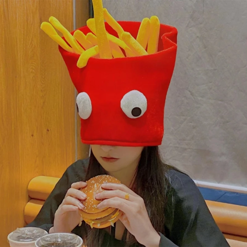 French Fries Head Cover Hat Headgear Prank Cosplay Supplies