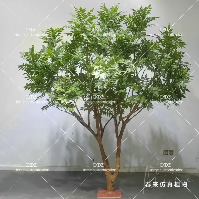 Large Simulation Lacquer Tree Artificial Potted Plant Indoor Fake Greenery Ornament Home Office Decor Floor Standing Faux