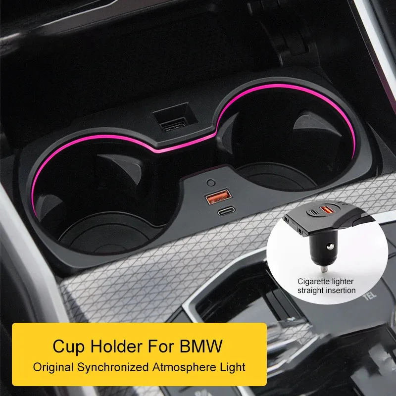 

LED Cup Holder Frame For BMW 3 /5 Series 6GT X3 X4 X5 G05 G20 G28 G30 G38 Ambient Light Car Interior Mouldings car mod