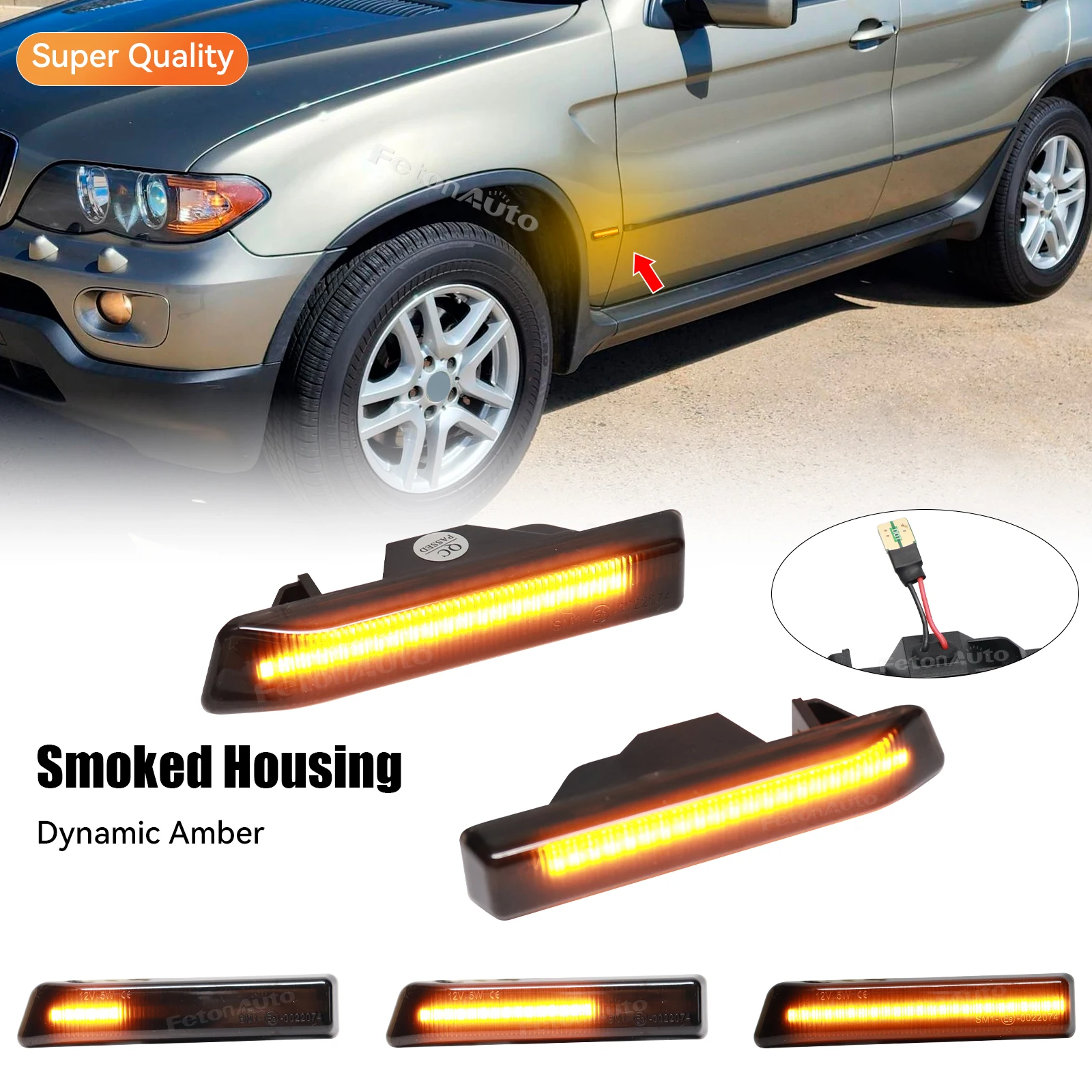 For BMW E36 M3 Facelift 1997-1999 X5 E53 1999-2006 Sequence Fender Marking Dynamic Indicator Side Marker Turn Signal Light