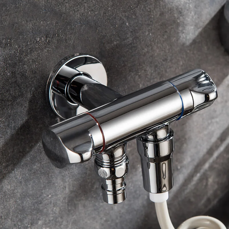 Triangle Valve Stainless Steel Silver Water Divider Dual Use Dual Outlet One in Two Out Three Way Washing Machine Faucet Special