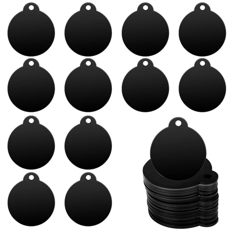 25 PCS Round Blank Tags Black Aluminum Stamping Blanks Engraving Blanks Discs Metal Blanks Keychain Dog Tag