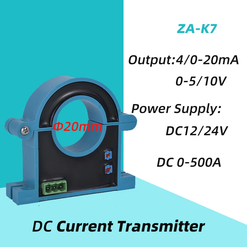 Hall Current Sensor ZA-K7 DC 0-50-1500A Input 4-20mA 0-5V 0-10V RS485 Output Open Loop Split Core Current Transmitter analog out