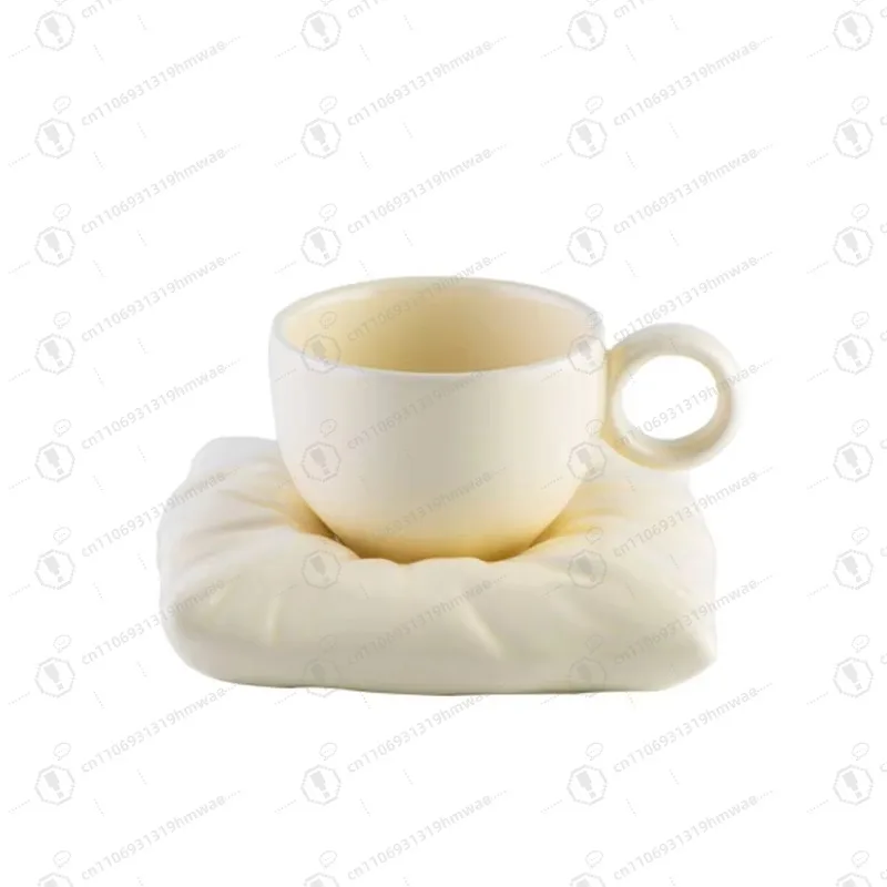 

Delicate Macaron Color Ceramic Cup Kit, Solid Color Novelty Mug Coffee Mug, with Cup and Saucer
