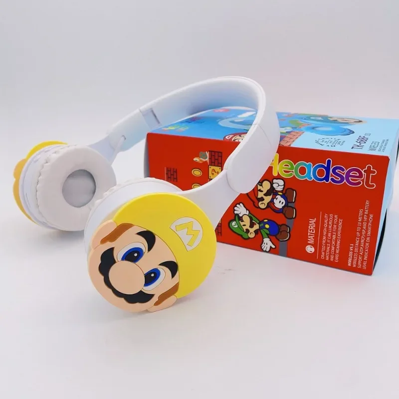 Headphone Bluetooth Nirkabel Super Mario Bros Anime 5.0 Headset Gaming Kartun Olahraga Suara Stereo Earphone Headphone Kebugaran