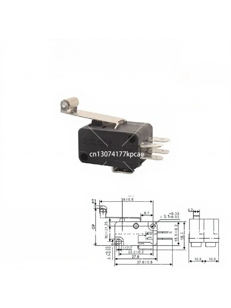 10-Pack Self-Reset Micro Limit Switch V-152/155/156-1C25, Short Stroke, Silver Contact