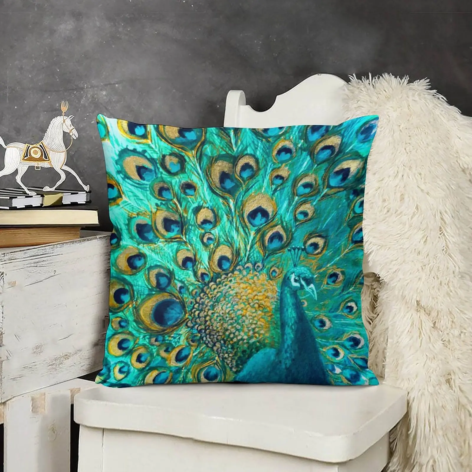 Цветная декоративная подушка в виде павлина, декоративные наволочки для диванов, декоративные наволочки