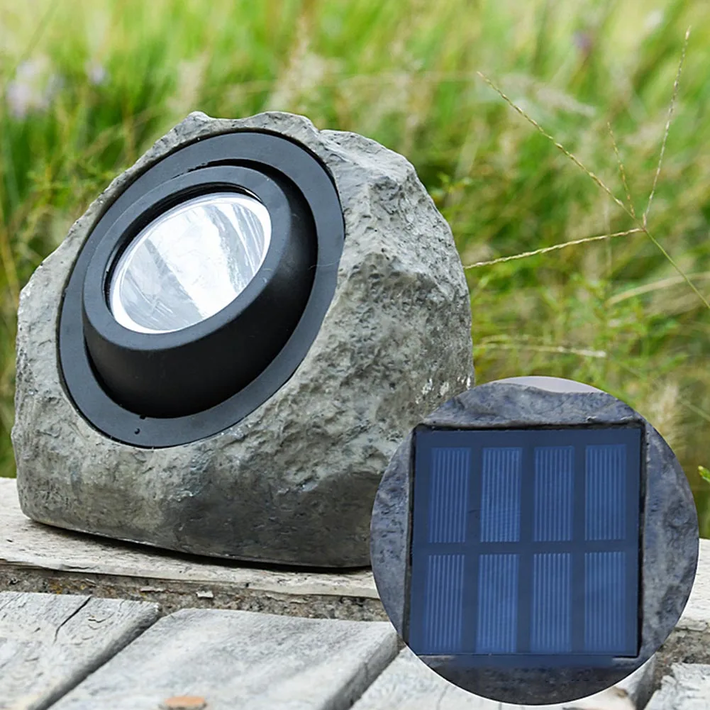 Outdoor Solar Stone Lamp with IP65 Waterproof Protection and Switchable LED Lighting Modes for Garden Patio Walkway Illumination