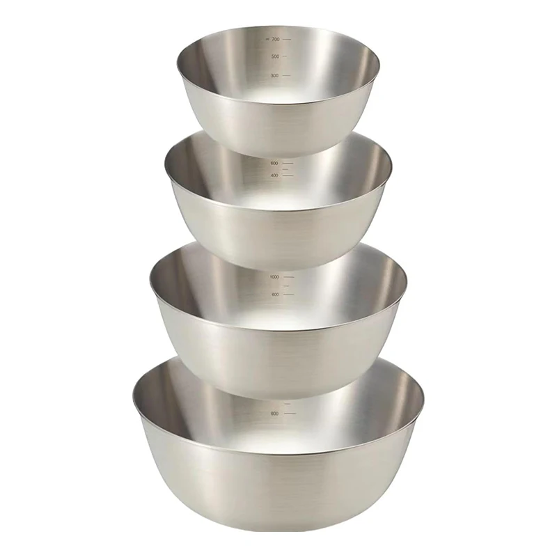 

Food-Grade Stainless Steel Bowl With Scale For Home Kitchen Baking, Dough Mixing, Egg Beating, And Vegetable Washing