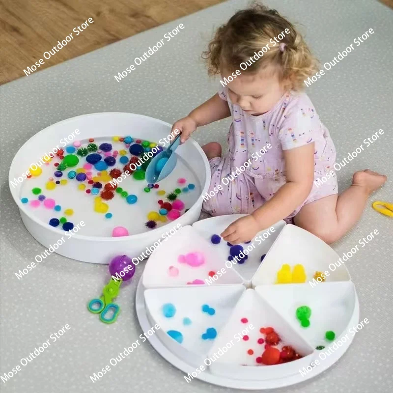 

Play Sensory Bin Educational Anti Slip Bottom with Lid 6 Storage Inserts Sensory Bin Play Tray for Promoting Hand Eye Coordinati