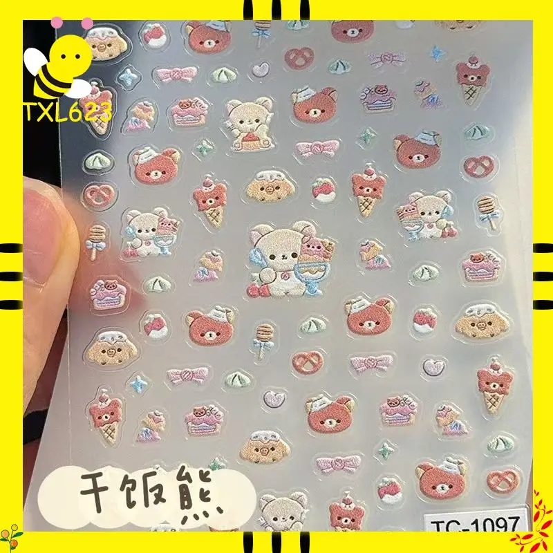 

Rilakkuma Stickers For Apple 17 Lens Protective Film Pokect3 Power Bank Nail Art 3d Relief Stickers Mobile Phone Decorations