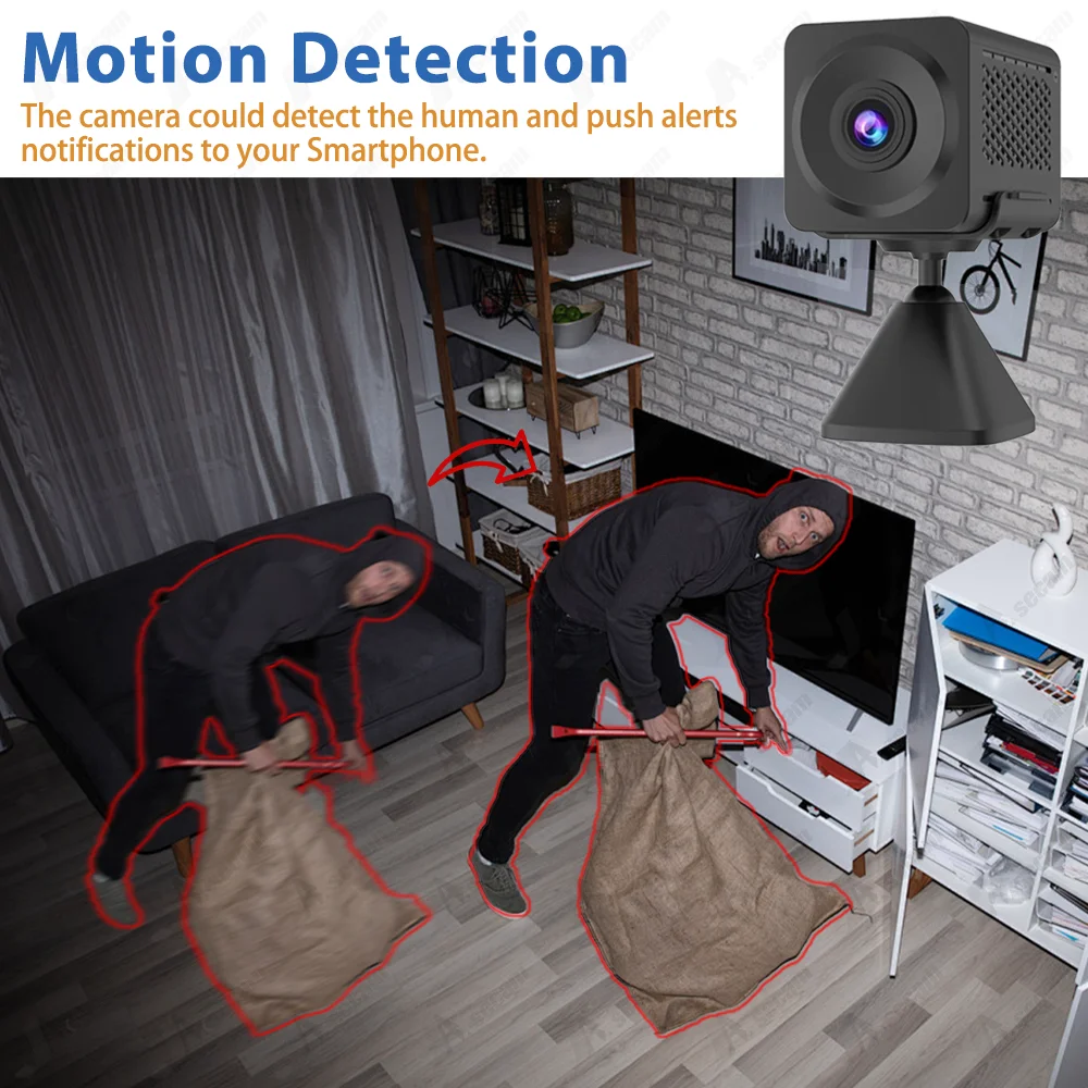 O-kam 5MP WiFi Mini Camera Outdoor Indoor PIR Detection CCTV Security Wireless Rechargeable Battery Long Time Standby Came