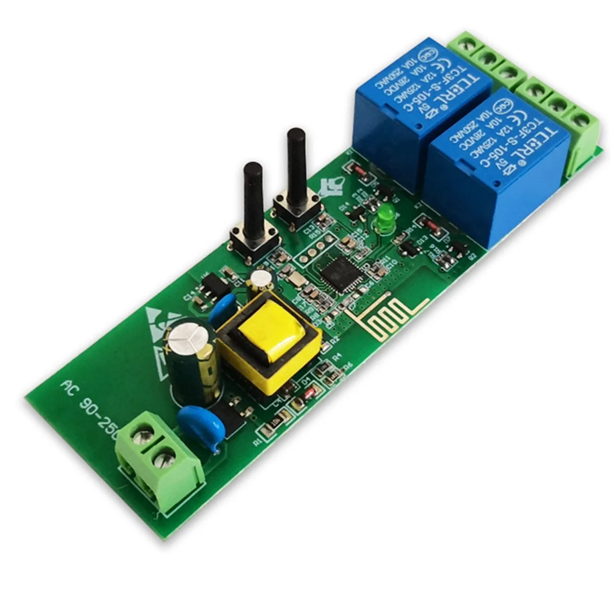 T07C-ESP8285 Zwei-Wege-WLAN-Entwicklungsplatine 220 V Zwei-Wege-Modifikationsteile Multifunktions-Zwei-Wege-Relais-Entwicklungsplatine