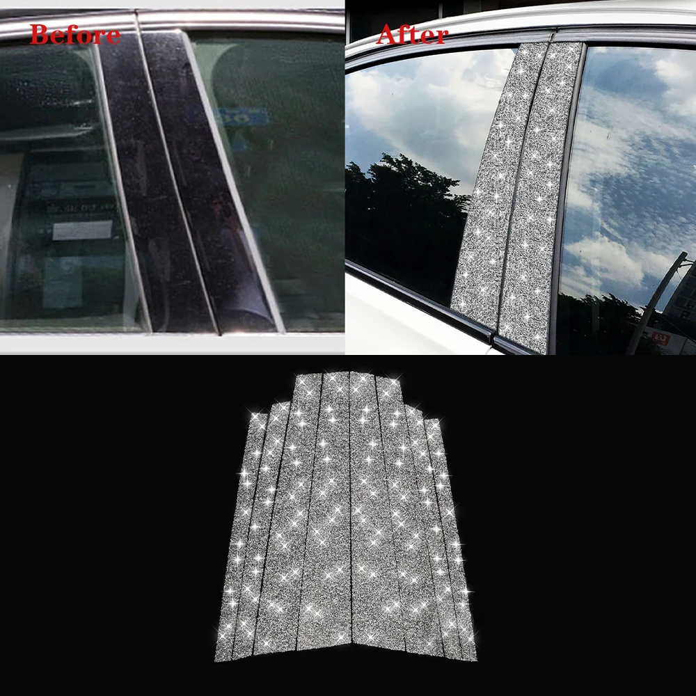 B-Pillar Decoration Cover Trim Decals Stickers for BMW E70 X5 2008 2009 2010 2011 2012 2013 Car Exterior Accessories Crystal