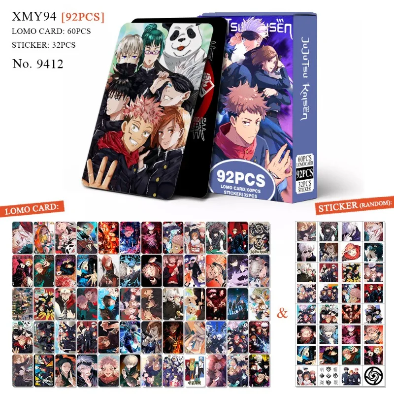 92pcs Jujutsu Kaisen Yuji Itadori and Gojo Satoru Cards New Creative Cartoon and Cute Fashion Portable Student Notebook Stickers view 5
