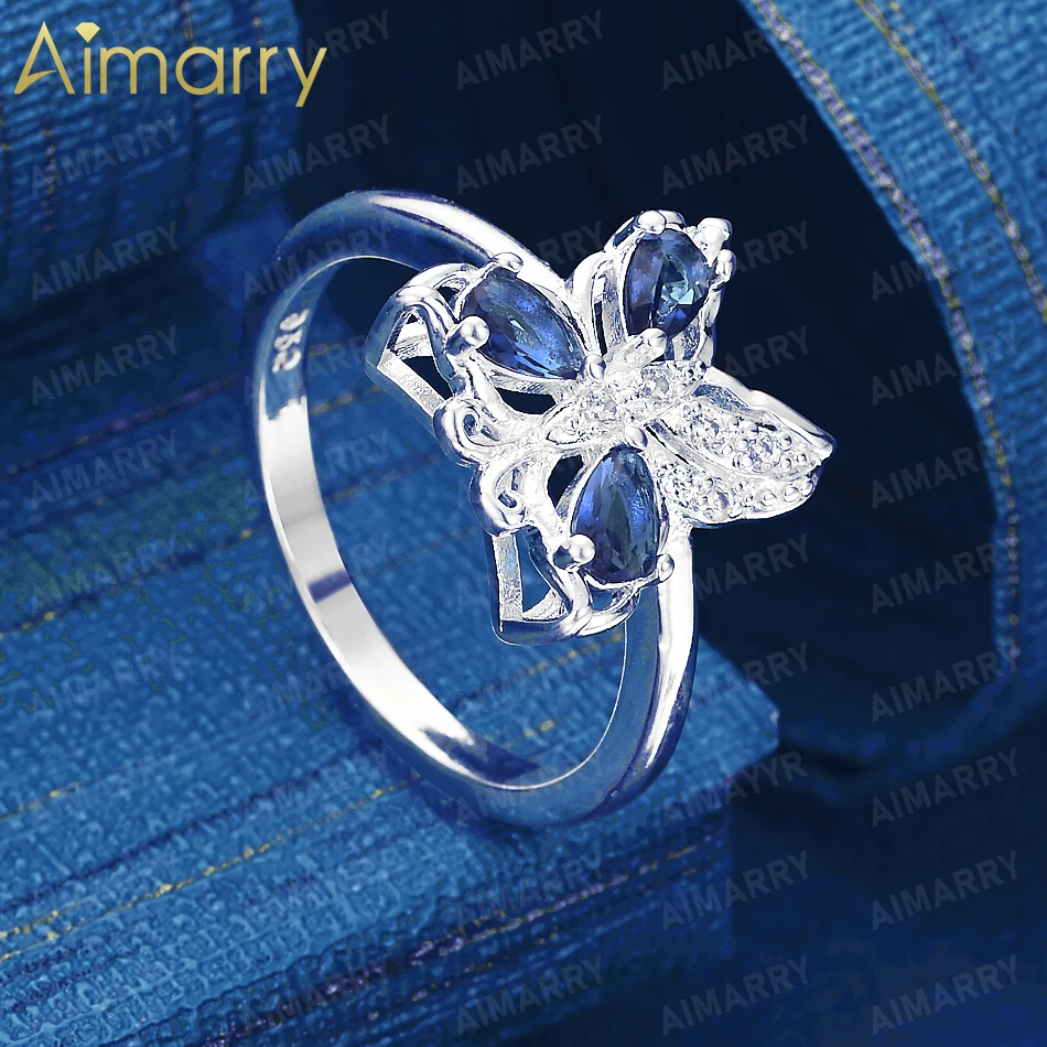 925 Sterling Silver 7-10# Three-dimensional Butterfly Set AAA Zircon Ring for Ladies' Anniversary High-quality Fashion Jewelry