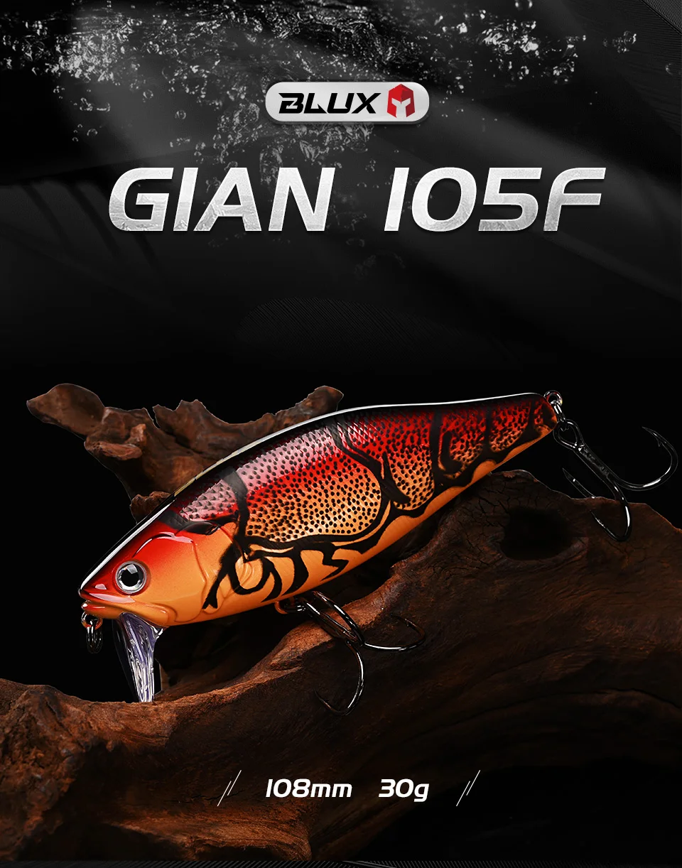 BLUX GIAN 105F Minnow Topwater Angelköder 108mm 30g Kurbel Schwimmend Schwimmen Harter Köder Lärmsystem Wobbler Shad für Bass Hecht – Detail 1