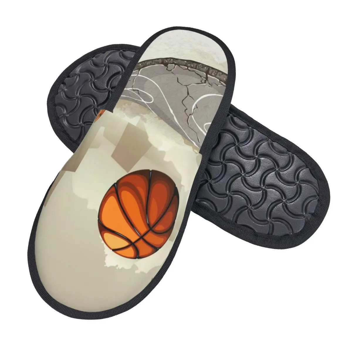 شبشب شتوي للنساء والرجال، شباشب دافئة منفوشة، تصميم كرة السلة، أحذية شباشب منزلية