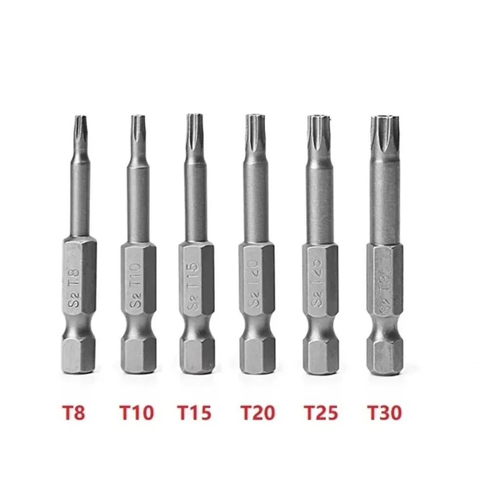 6pcs 50mm Magnetic Torx Screwdriver Bits 1/4\