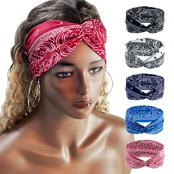 Head Bands Cross Elasticity Hair Band Bandana Print Head Wrap Beauty Sports Headband