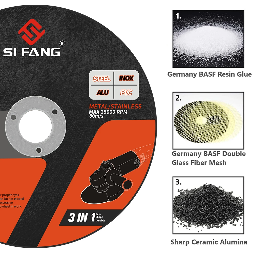 SIFANG 15pcs 3inch Resin Cutting Disc Cut Off Wheel Angle Grinder Disc Slice Fiber Reinforced for Metal Stainless Steel