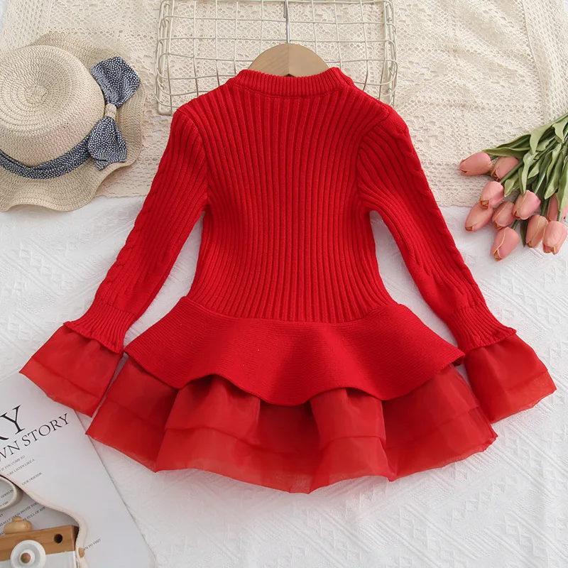 2024 Girls Sweater Dresses Christmas Costumes Carnival Dress Up 2-8 Years Old Fashion Outfit Children Birthday Party Dresses