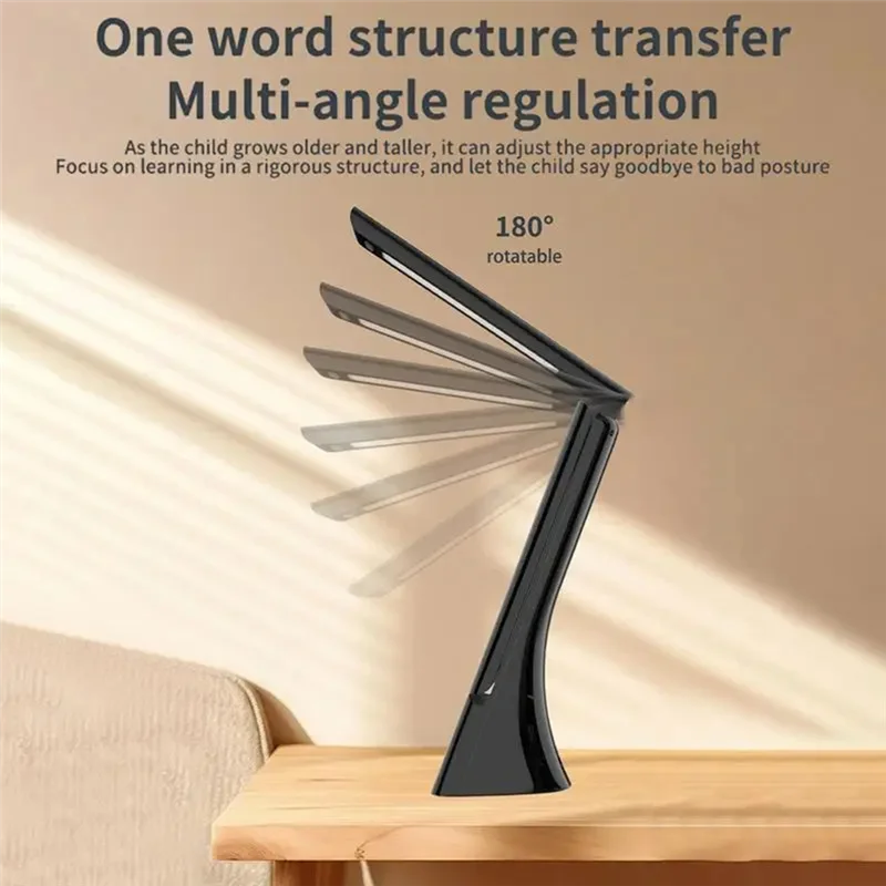 

LICE-Rechargeable Desk Lamp Eye-Caring Desk Lamp With LCD Display Foldable Arm Eye-Caring Table Lamps Touch Control Bedroom