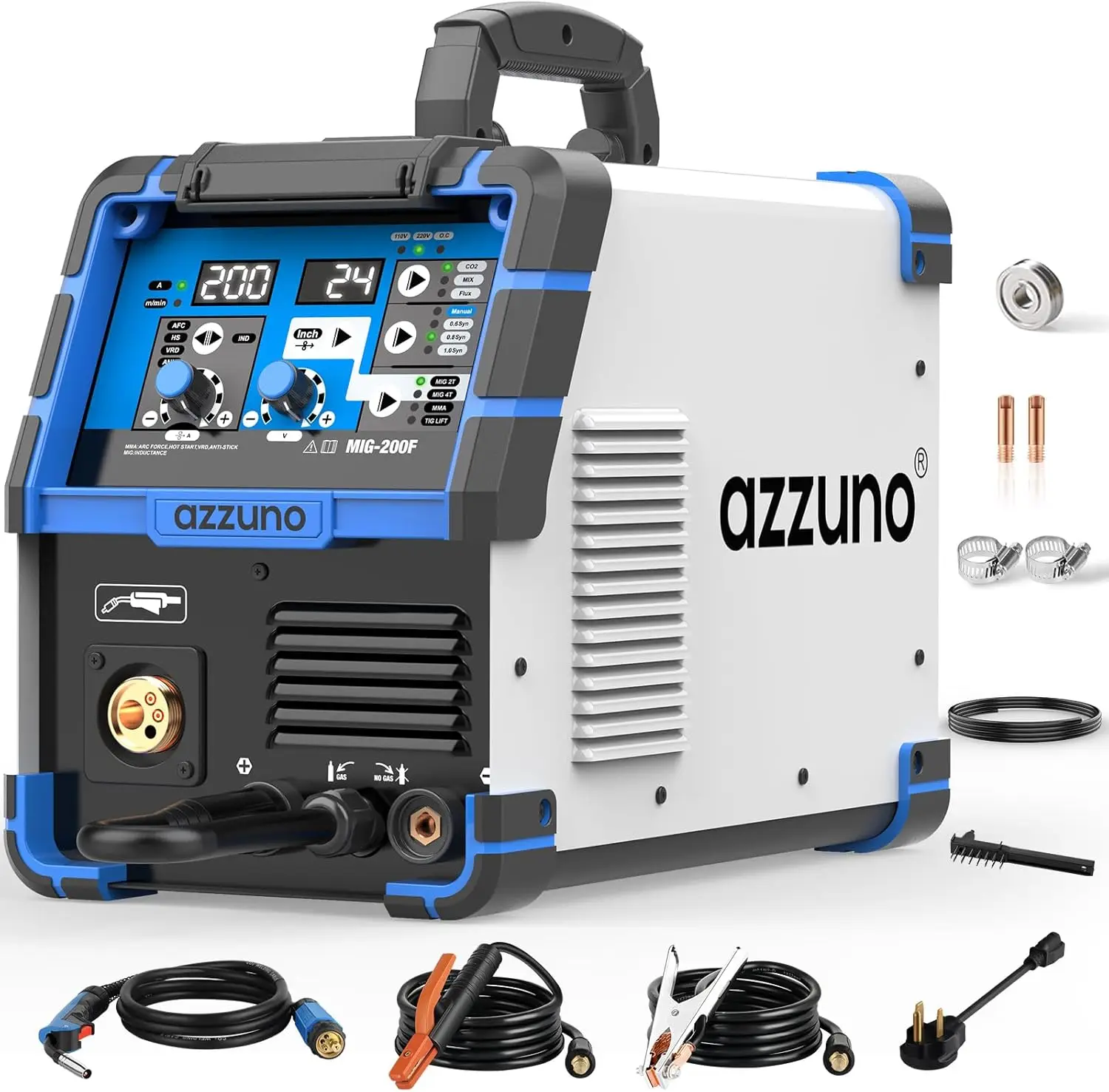 

200A Dual Voltage MIG Welder, 110V/220V 4-in-1 Multiprocess Machine for Gas/Gasless MIG, TIG, Stick ARC Welding