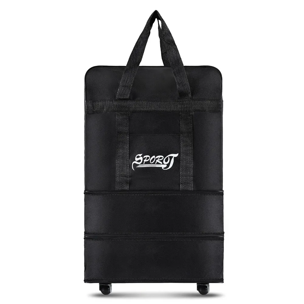 Oxford cloth Expandable Luggage Spinner Wheels Foldable Rolling Duffle Bag 2 Expandable Layers Large Capacity Checked Baggage