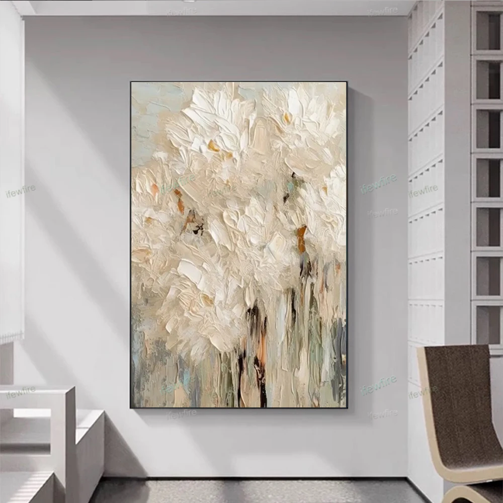 

Handmade Abstract Thick Brown Canvas Oil Painting Retro Wall Art Pictures Living Room Aisle Hotel Office Decor Paintings Gift
