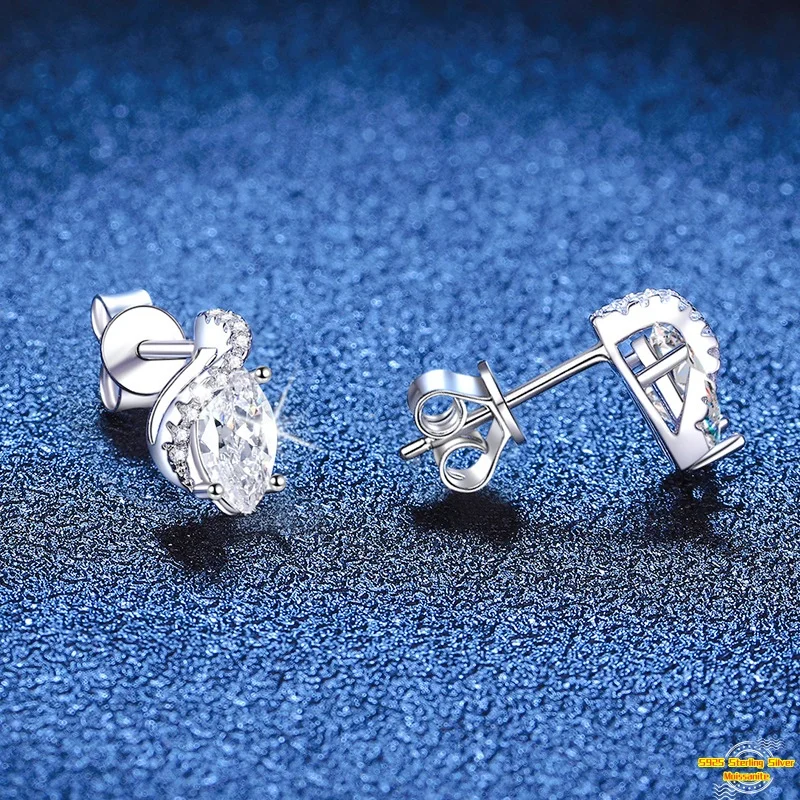 

1.0ct Moissanite S925 Silver Stud Earrings for Women Plated Platinum The Eye of the Angel Ear Stud Lover Gift Jewelry Wholesale