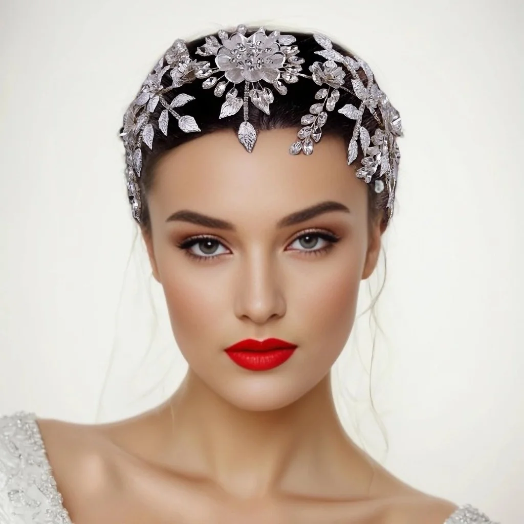 

Alloy Leaves Headband Bridal Wedding Accessories Handmade Rhinestone Flower Hairpiece Fashion Crystal Jewelry Accessories HP509