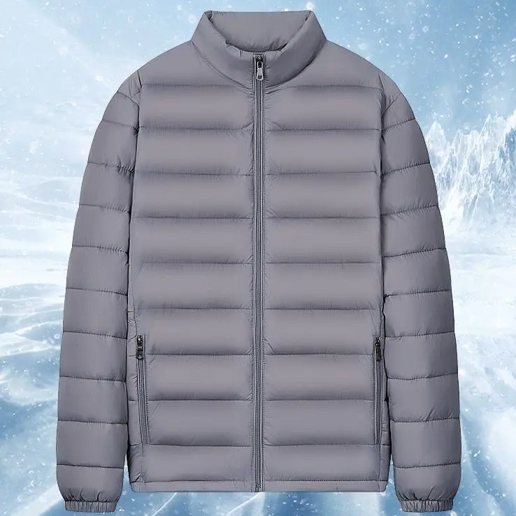 Мужская легкая стеганая хлопковая куртка с воротником-стойкой, осень-зима, повседневное теплое пальто, рабочая одежда с капюшоном, верхняя одежда