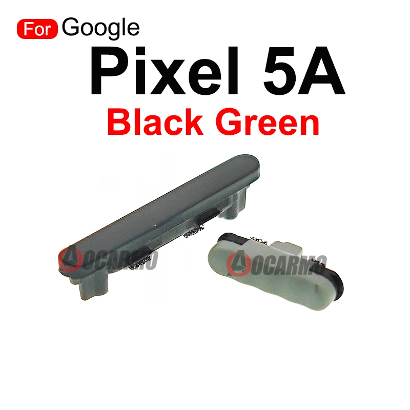 For Google Pixel 5A Black Green Yellow Side Key Power On Off Volume Up Down Button / Sim Card Tray Replacement Parts