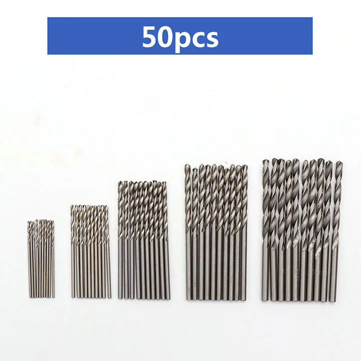 

50Pcs Titanium Coated Drill Bits High Speed Steel Drill Bits Set for Drilling Holes DIY Woodworking 1/1.5/2/2.5/3mm Power Tools