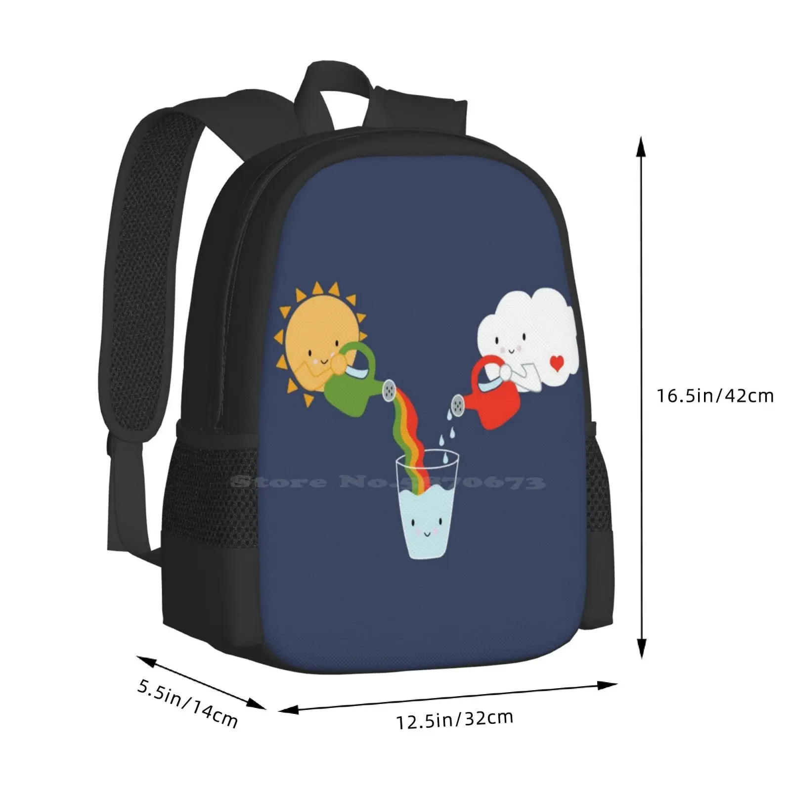 The Glass Is Refillable Fashion Pattern Design Travel Laptop School Backpack Bag Glass Quote Sun Cloud Refillable Believe Drink