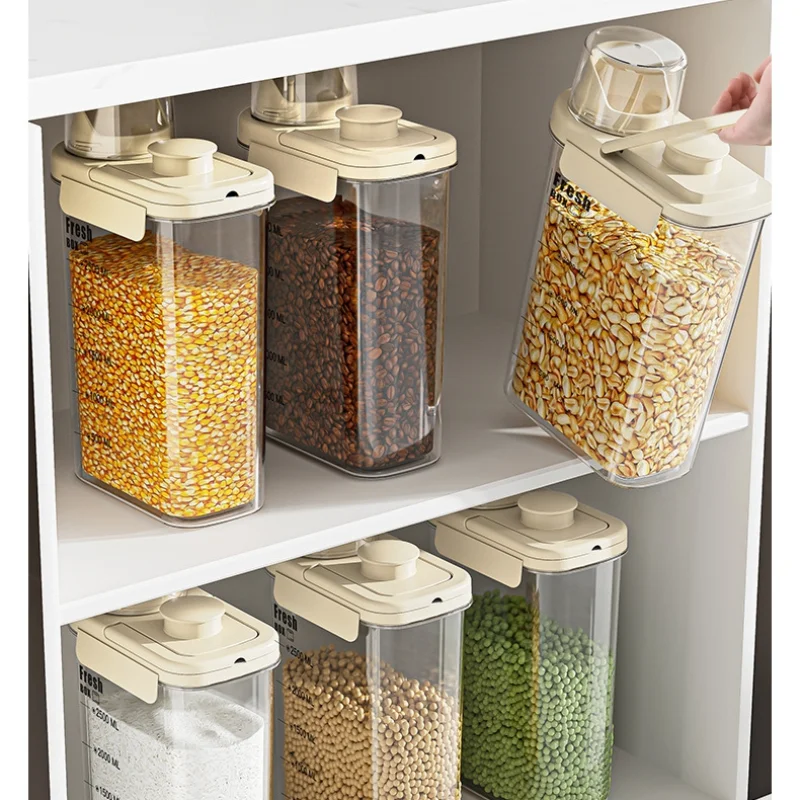 Portable Sealed Jar Grain And Multigrain Jar Kitchen Storage Box Clear Pet Cat Food Rice Bucket Snack Tea Storage Jar