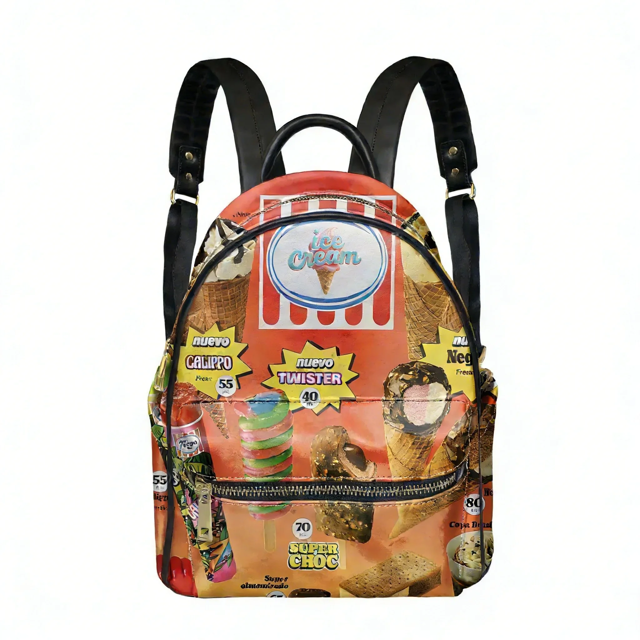Ice Cream Backpack Womens Mens Knapsack Customized Text Image Double Shoulder Bag Business Travel Bookbag Rucksack Gift Daypack