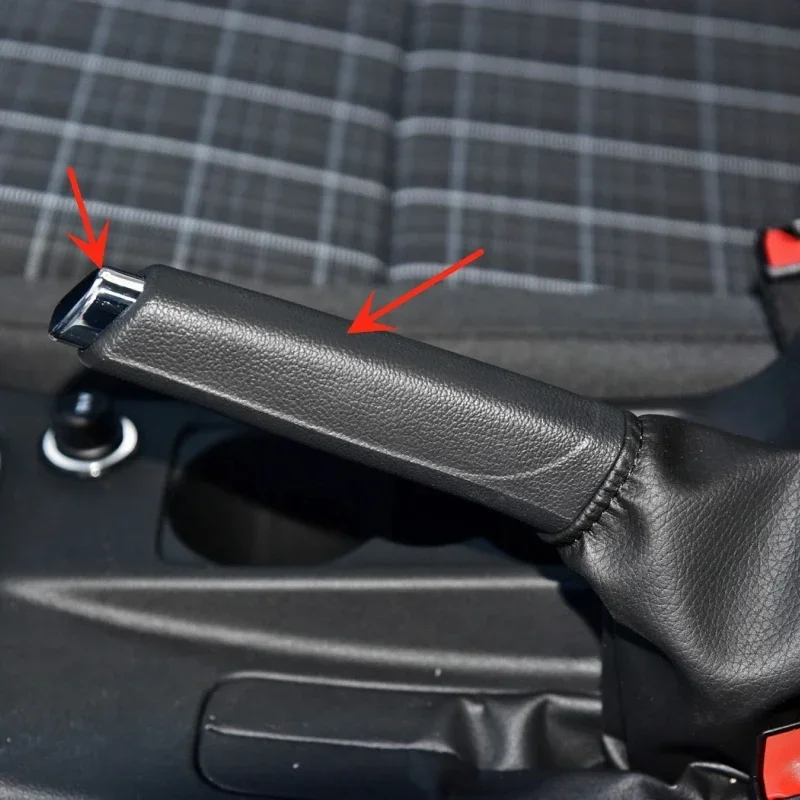 Gear Leather Handbrake Parking Sleeve Lever Handle Grips Cover Plating Push Button Trim For Skoda Octavia A7 MK3 2013-2021
