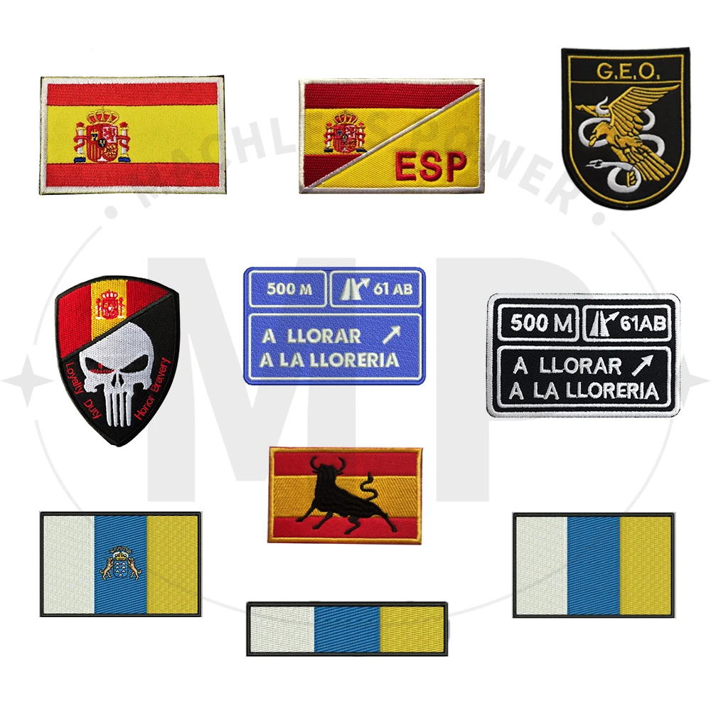 1PC Spanish Flag Armband Canary Islands Embroidered Patch A LLORAR A LA LLORERIA Hook & Loop Matador Armlet Brassard