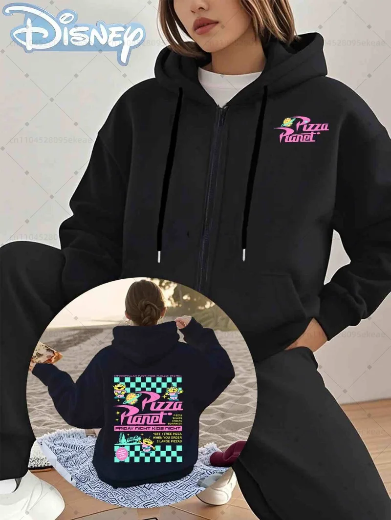 سترة ديزني بيتزا بلانيت ذات قلنسوة حمراء - بلوفر مريح بأكمام طويلة مع رسومات نابضة بالحياة وسحاب ورباط #1