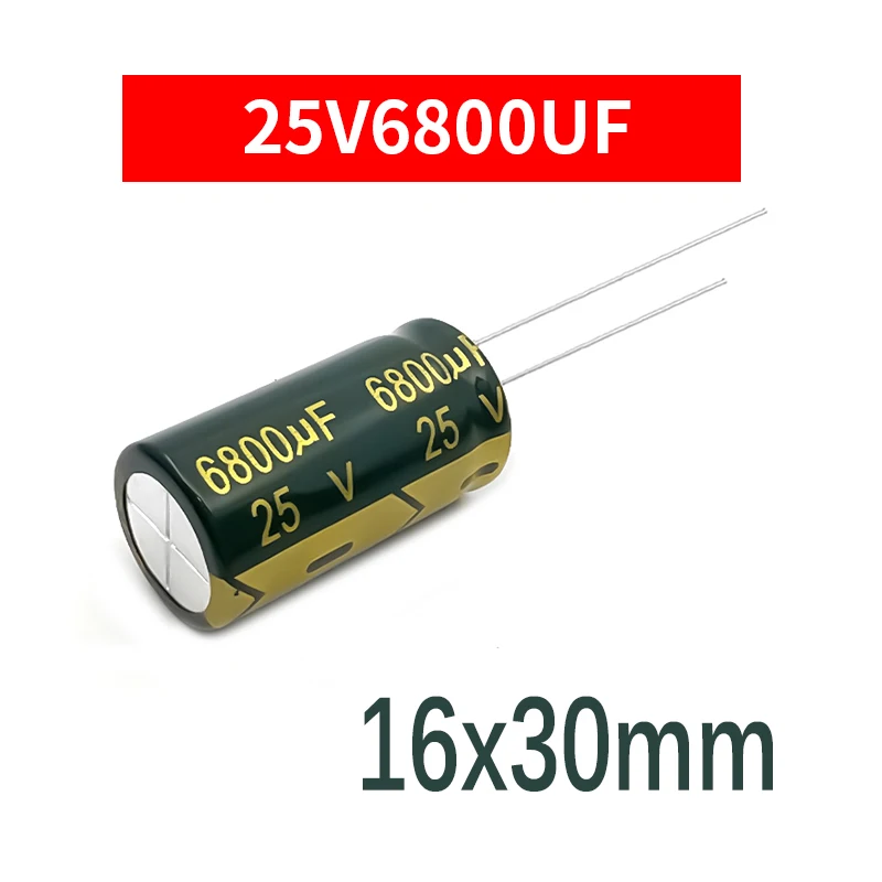 (10 قطعة) 25V6800UF 16x30 مللي متر عالية التردد منخفضة المقاومة مُكثَّف كهربائيًا 6800 فائق التوهج 25 فولت