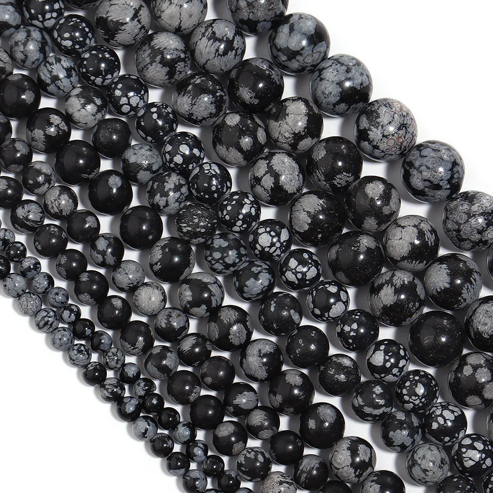 

Snowflake Obsidian Natural Stone Beads Round High Quality Beads for Jewelry Making DIY Bracelet Best Selling 4/6/8/10/12mm Hot